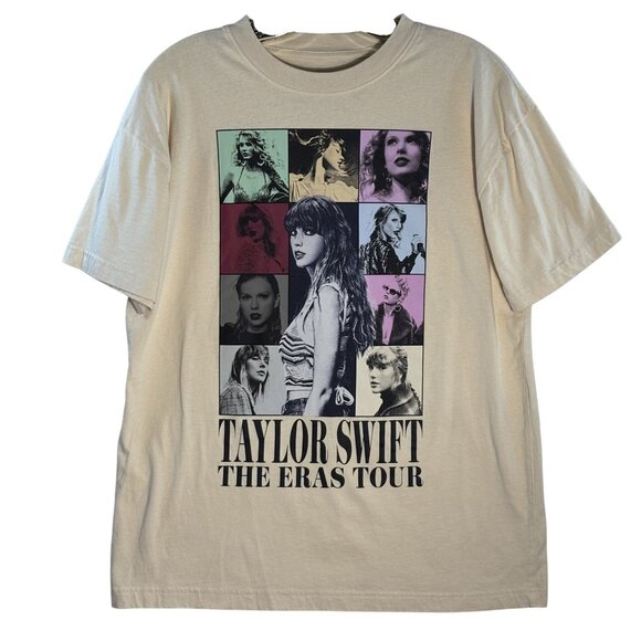 Taylor Swift The Eras Tour Beige Graphic Tee M 100% Cotton Unisex Concert Tee - Picture 1 of 3